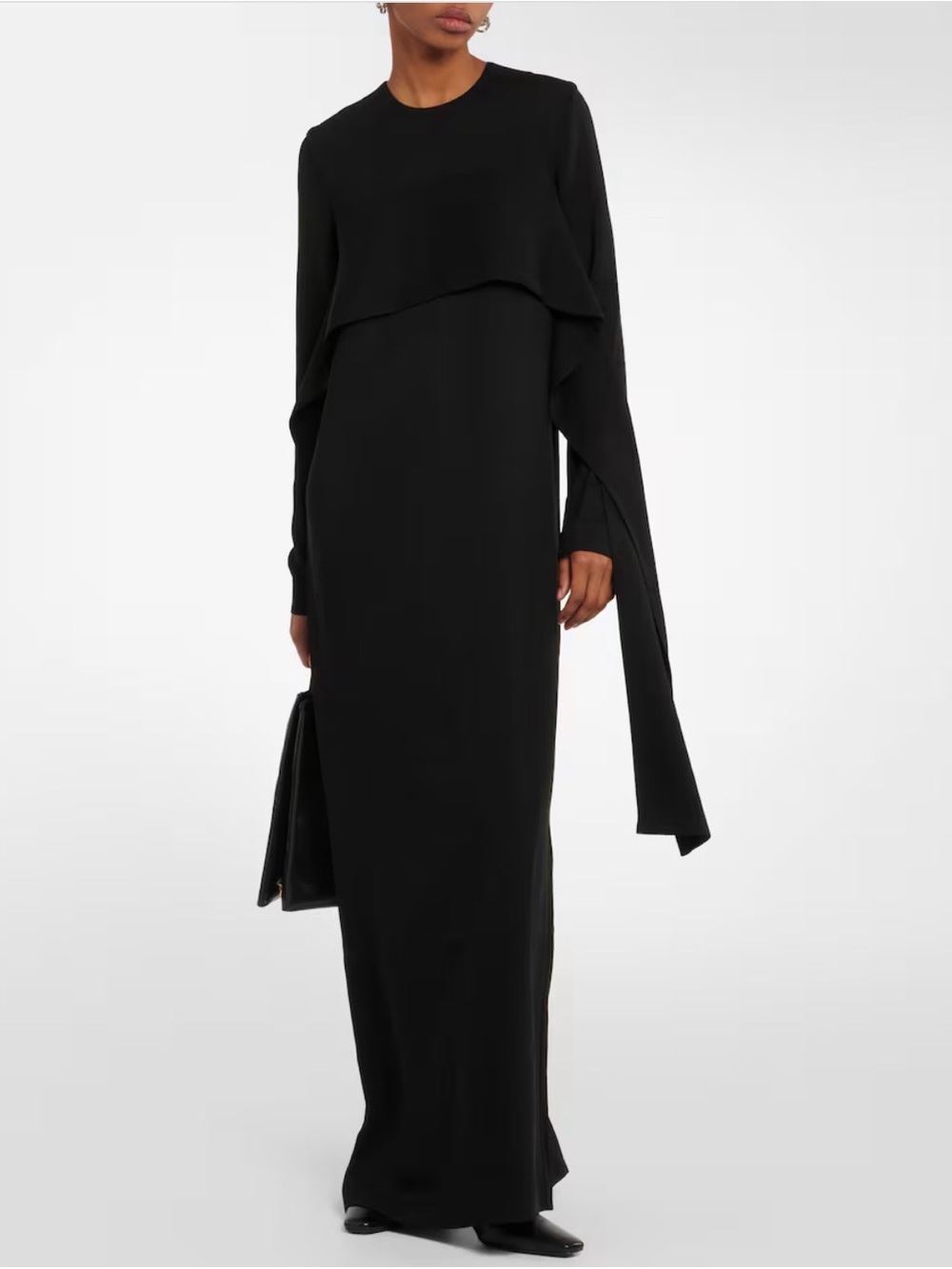 Toteme Black Draped Long-Sleeve Maxi Dress